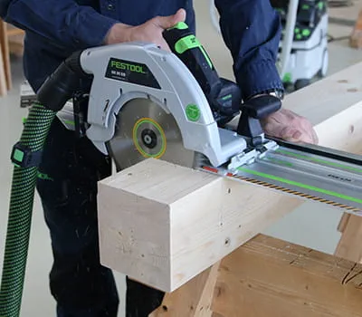 Parrunpäiden katkaisu katkaisukiskon ja HK 85:n avulla